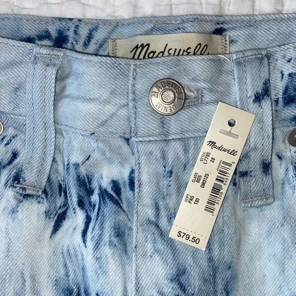 Brand New w Tags! MADEWELL Rigid Denim A Line Mini Skirt Tie Dye Size 28 - Picture 5 of 9